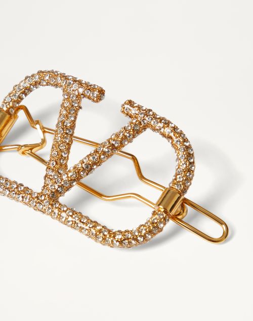 Valentino Garavani - Vlogo Signature Metal And Swarovski® Crystal Hair Accessory - Gold - Woman - Hair Accessories