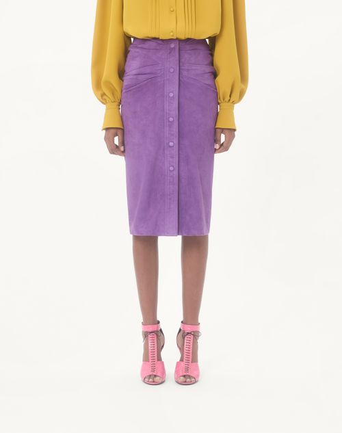 Valentino - Suede Skirt - Purple - Woman - Skirts