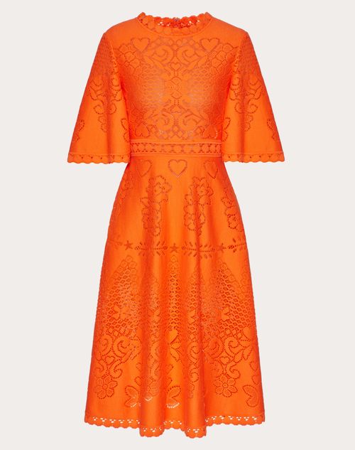 Valentino - Cotton Lace Dress - Orange - Woman - Ready To Wear