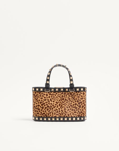Valentino Garavani - Mini Rockstud Shopping Bag In Pony-effect Calfskin With Animal Print - Animal Print - Woman - Totes