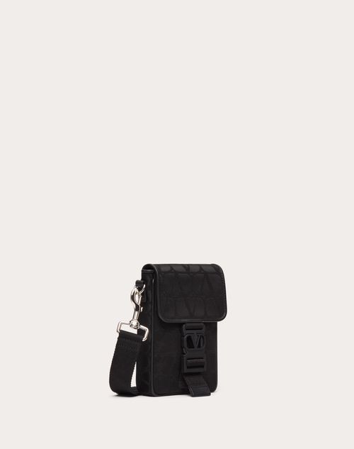 Valentino Garavani - Toile Iconographe Shoulder Bag In Technical Fabric With Leather Details - Black - Man - Clutches And Pouches