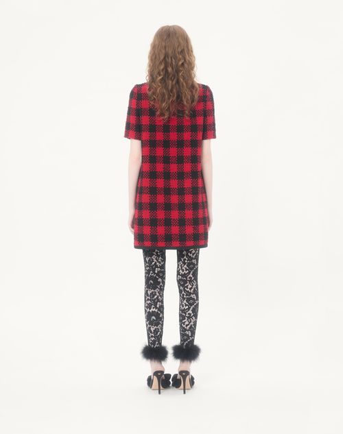 Valentino - Short Dress In Damier Tweed - Paris/black - Woman - Dresses