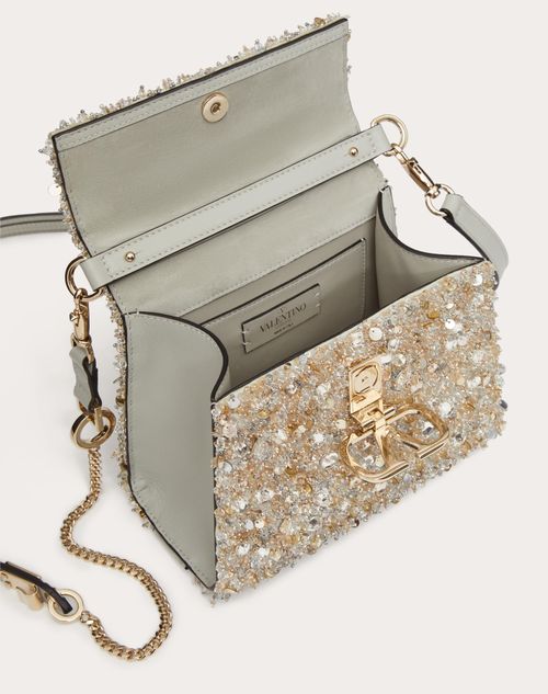 Mini Vsling Handbag With 3d Embroidery for Woman in Silver