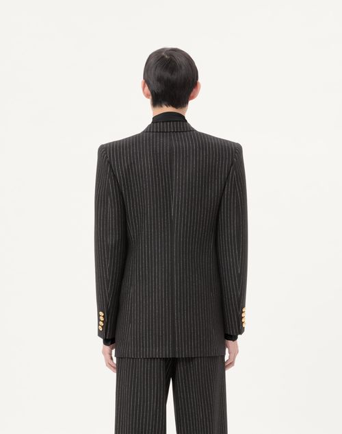 Valentino - Valentino Double-breasted Jacket In Wool And Silk - Black/white - Man - Coats And Blazers