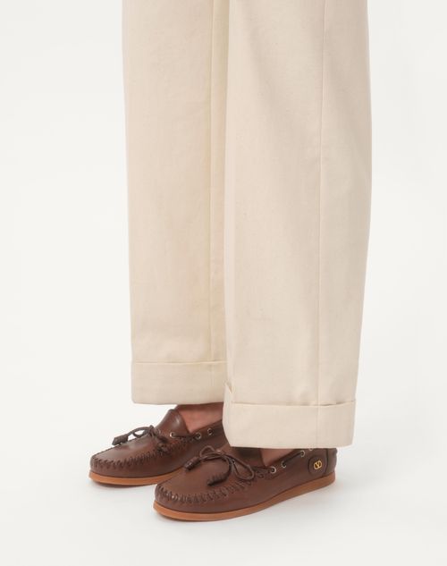 Valentino Garavani - Palm Avenue Buffalo Leather Boat Shoe - Bark Brown - Man - Man