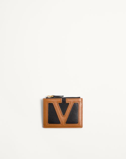 Valentino Garavani - Valentino Garavani Viva Superstar Nappa Leather Cardholder - Black/spice - Man - Wallets And Small Leather Goods