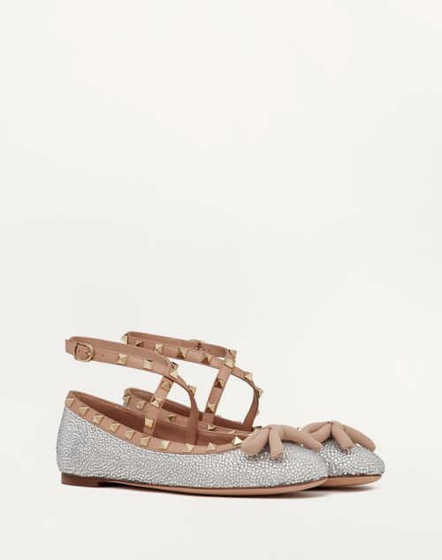 Valentino Garavani - Rockstud Ballerina With Crystals - Crystal - Woman - Ballerinas