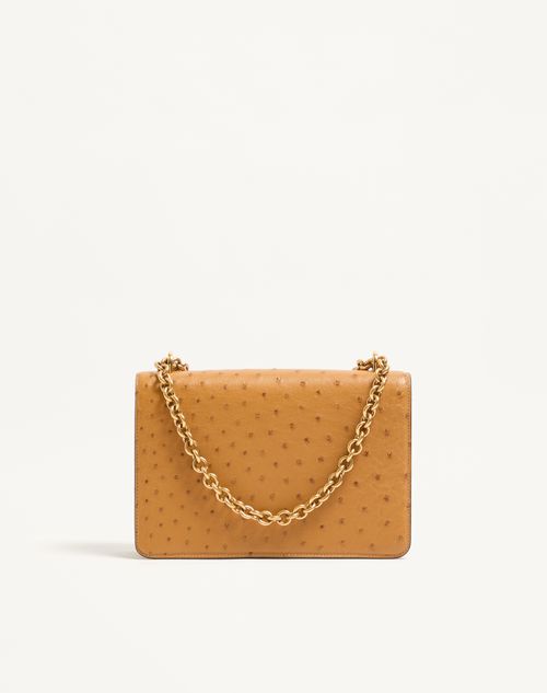 Valentino Garavani - Valentino Garavani Vain Ostrich Shoulder Bag - Tobacco - Woman - Shoulder Bags