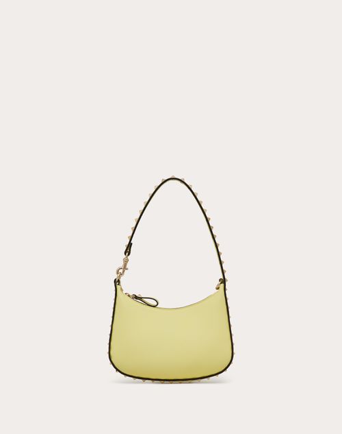 Valentino Garavani - Mini Rockstud Hobo Bag In Grainy Calfskin - Light Yellow - Woman - Bags
