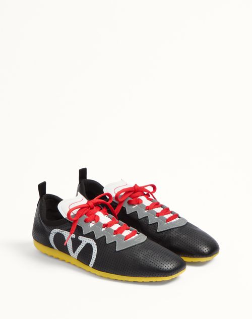 Chromathon Sneaker In Perforated Nappa for Man in Black/grey Chromathon Sneaker In Perforated Nappa for Man in Black/grey