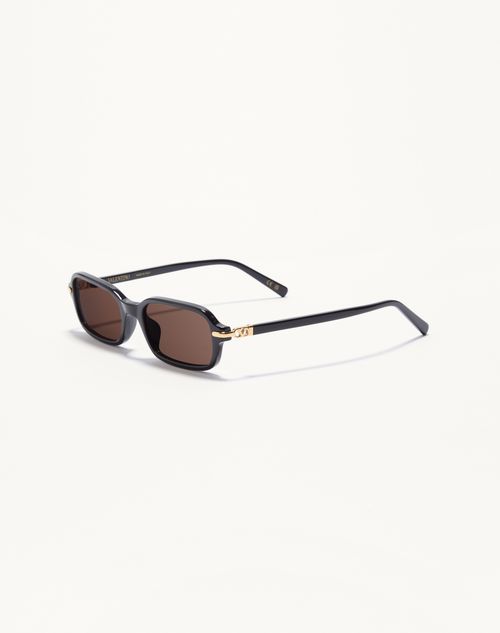 Valentino - Rectangular Acetate Eyewear - Black/grey - Unisex - Eyewear