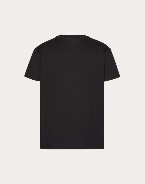 Valentino - Cotton Crewneck T-shirt With Black Untitled Studs - Black - Man - T-shirts And Sweatshirts