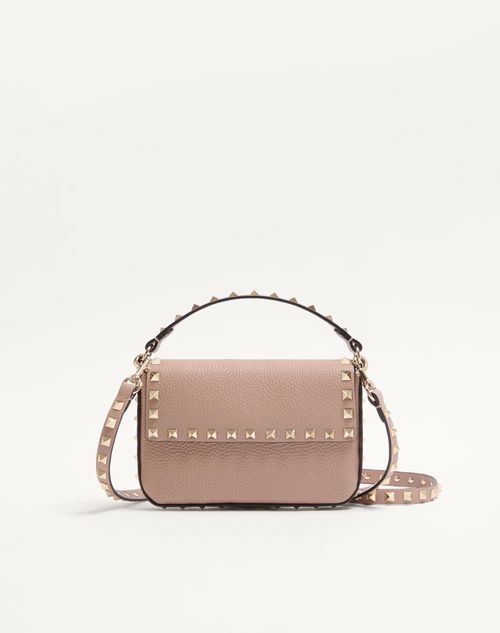 Valentino Garavani - Rockstud Grainy Calfskin Pouch - Poudre - Woman - Clutches