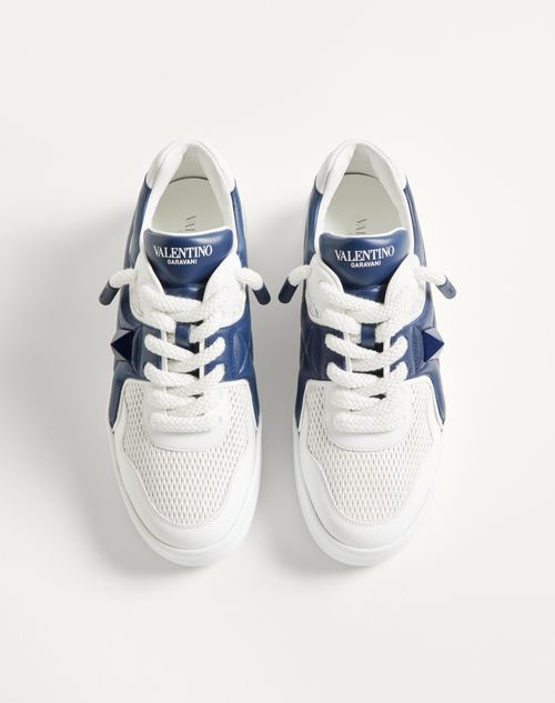 Valentino Garavani - One Stud Xl Low-top Sneaker In Perforated Nappa - Blue/white - Man - Man Shoes Private Promotions