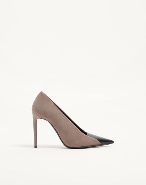 Valentino Garavani - Décolleté Révélé In Camoscio 105mm - Grigio/nero - Donna - Décolleté E Slingbacks