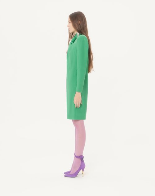 Valentino - Short Dress In Crispy Light Wool - Emerald - Woman - Dresses