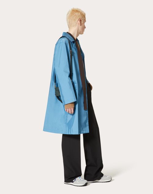 Valentino - Single-breasted Nylon Coat - Slate Blue - Man - Coats And Blazers