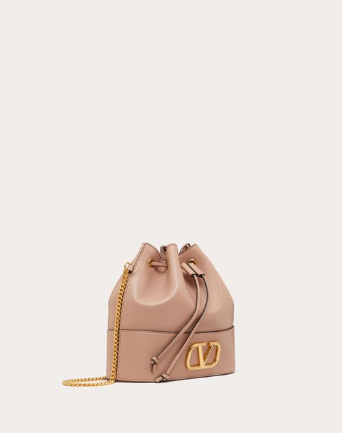 Valentino Garavani - Mini Sac Seau Vlogo Signature En Nappa Avec Chaîne - Rose Cannelle - Femme - Valentino Garavani Vlogo Signature