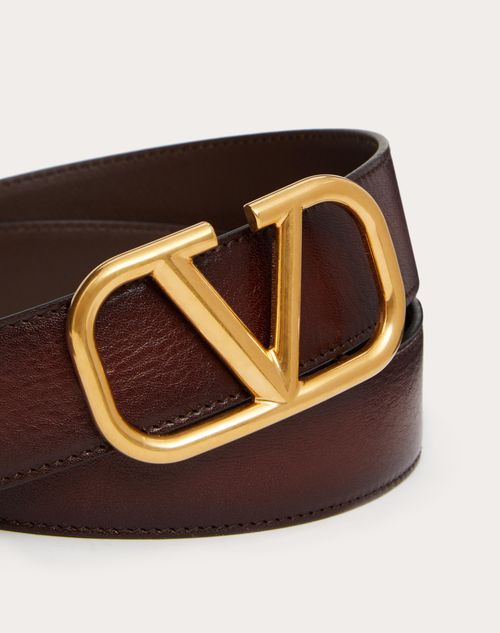 Valentino Garavani - Vlogo Signature Belt In Ombré Cowhide - Brown - Man - Belts