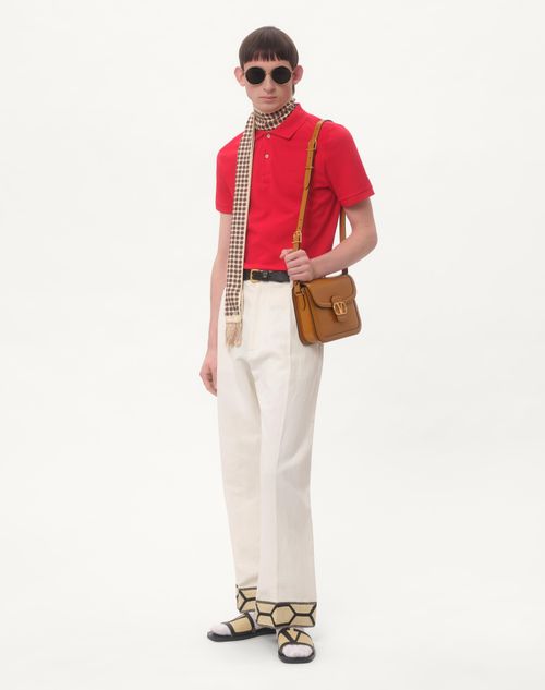 Valentino - Cotton Piqué Polo Shirt With Vlogo Embroidery - Red - Man - Tshirts And Sweatshirts