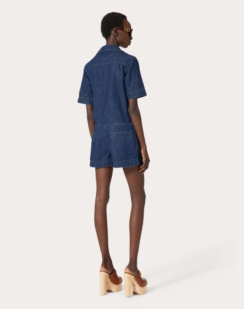 Chambray Denim Jumpsuit for Woman in Denim | Valentino HK