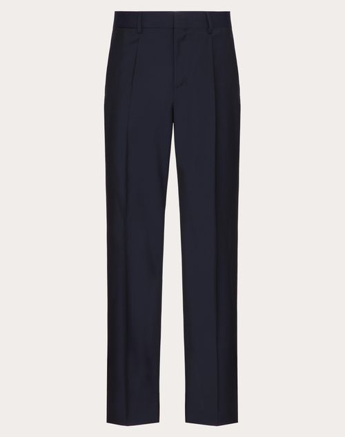Mohair Wool Pants for Man in Dark Blue | Valentino US Mohair Wool Pants for Man in Dark Blue | Valentino US