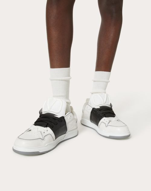 Valentino Garavani - Open Skate Calfskin And Fabric Sneaker - White/ Black - Man - Low-top Sneakers