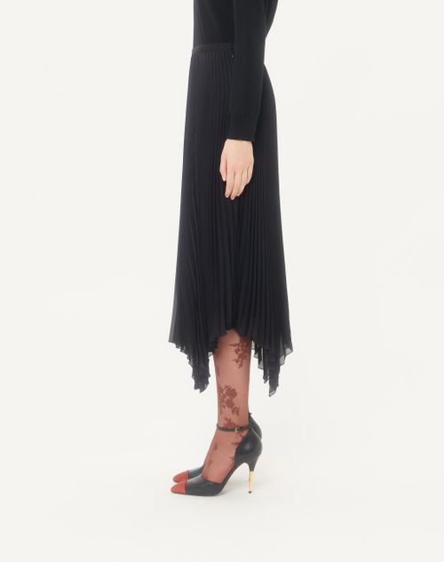 Valentino - Midi Skirt In Light Georgette - Black - Woman - Skirts