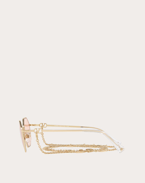Vlogo Signature メタル オクタゴナル サングラス チェーン付き for ウィメンズ インチ ゴールド/グリーン | Valentino  JP