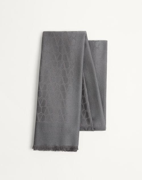 Valentino Garavani - Toile Iconographe Stole In Silk And Wool - Stone - Woman - Soft Accessories