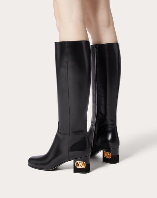 Valentino Garavani - Valentino Garavani Heritage Calfskin Boot 60mm - Black - Woman - Boots