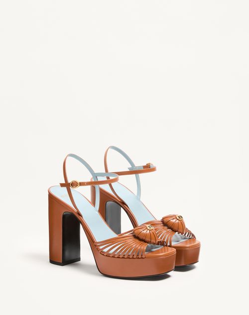 Valentino Garavani - Sandal Royal Platform Sandal In Kidskin 115mm - Roasted Pecan - Woman - Sandals