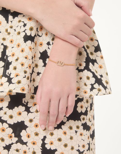 Valentino Garavani - Vlogo Signature Bracelet In Metal And Swarovski® Crystals - Gold - Woman - Accessories