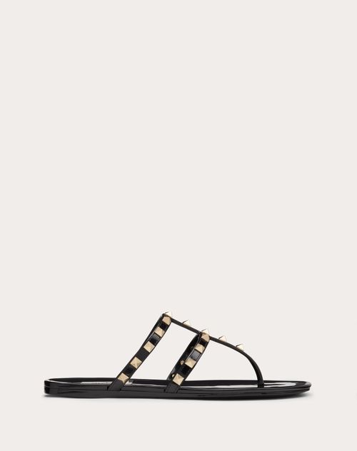 Valentino Garavani - Rockstud Flat Rubber Sandal - Black - Woman - Slides And Thongs