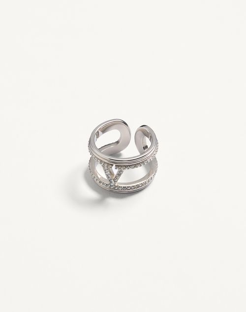 Valentino Garavani - Ovalette Metal And Swarovski® Crystal Ring - Rhodium - Woman - Jewelry