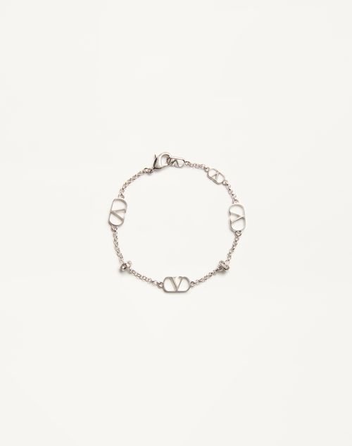 Valentino Garavani - Vlogo Signature Metal And Crystal Bracelet - Palladium/crystal - Woman - Jewellery