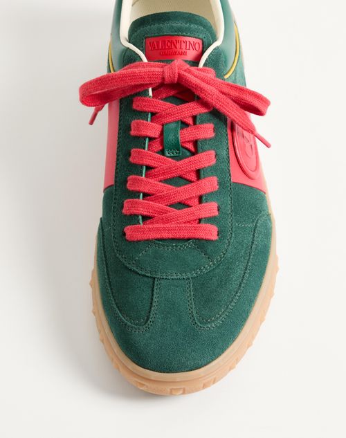Valentino Garavani - Upvillage Low Top Trainer In Split Leather And Calfskin Nappa Leather - Green/red - Man - Trainers