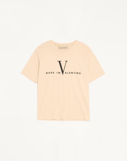 Valentino - Valentino Cotton T-shirt With Made In Valentino Print - Butter/black - Man - Tshirts And Sweatshirts