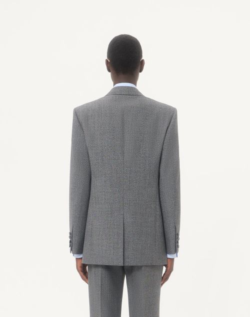 Valentino - Valentino Single-breasted Jacket In Mouliné Wool - Black/gray - Man - Coats And Blazers