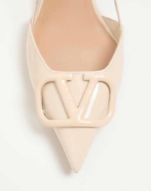 Valentino Garavani - Vlogo Signature Patent Leather Slingback Pump 40mm - Ivory - Woman - Pumps And Slingbacks