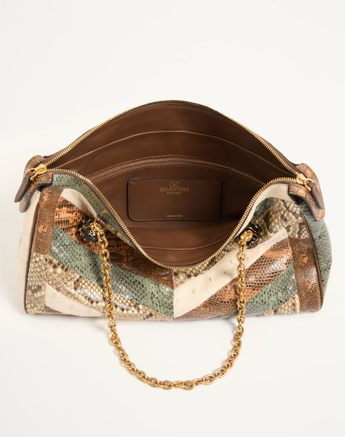 Valentino Garavani - Borsa Media A Spalla Valentino Garavani Panthea In Pelli Esotiche Motivo Chevron - Multicolor - Donna - Borse A Spalla
