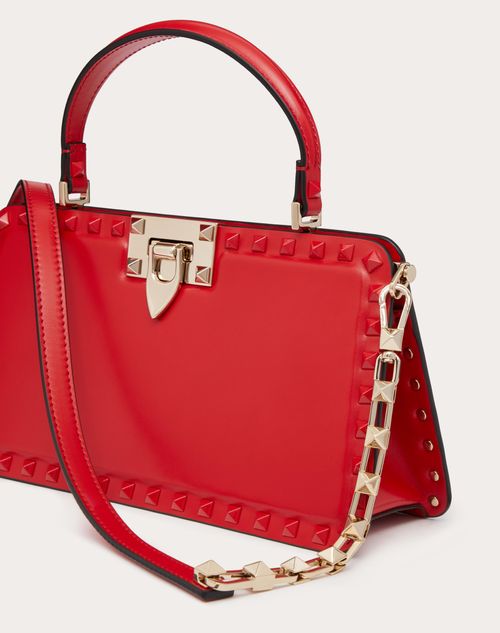 Sac Main Rockstud En Cuir De Veau pour Femme en Rouge Pur