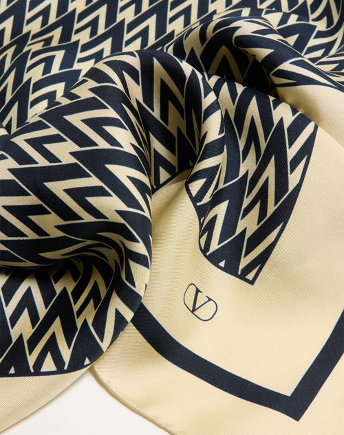 Valentino Garavani - Toute La V Silk Scarf - Navy/ivory - Woman - Soft Accessories