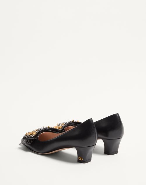 Valentino Garavani - BOWOW PUMP IN KIDSKIN WITH STUDS 45MM - Black - Woman - Pumps