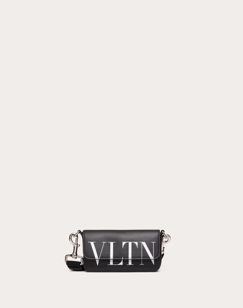 Valentino Garavani - Vltn Calfskin Smartphone Case - Black/white - Man - Clutches And Pouches