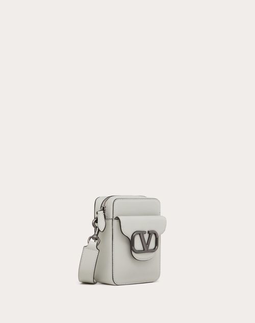 Valentino Garavani - Mini Locò Crossbody Calfskin Bag - Grey - Man - Shoulder Bags