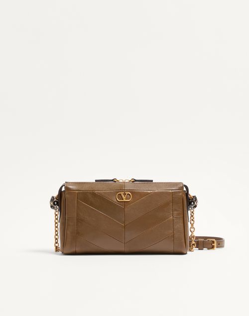 Valentino Garavani - Valentino Garavani Panthea Small Shoulder Bag In Nappa Leather With A Chevron Pattern - Tundra - Woman - Shoulder Bags