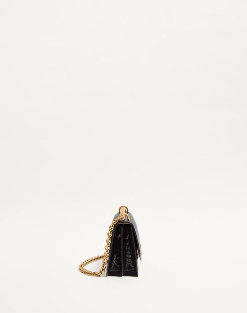 Valentino Garavani - VALENTINO GARAVANI VAIN SMALL SHOULDER BAG IN CROCODILE LEATHER - Black - Woman - Shoulder Bags