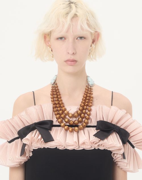 Valentino Garavani - Coeur Hyperbole Necklace In Metal, Resin And Crystals - Brown - Woman - Fashion Jewelry