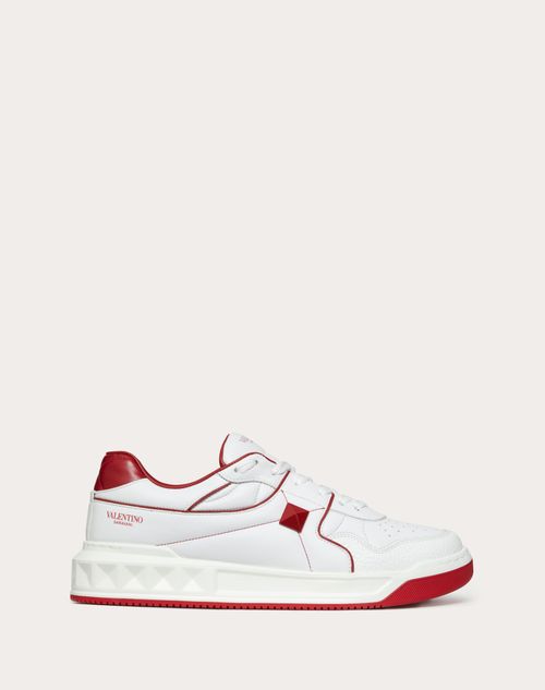 Valentino Garavani - One Stud Low-top Nappa Sneaker - White/red - Man - Man Shoes Sale